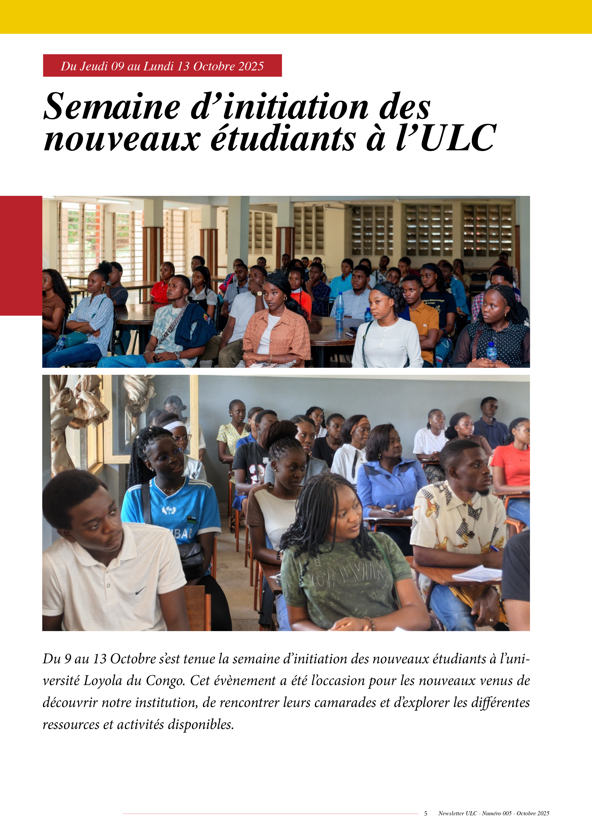 NEWSLETTER ULC – NUMÉRO 005 – OCTOBRE 2025