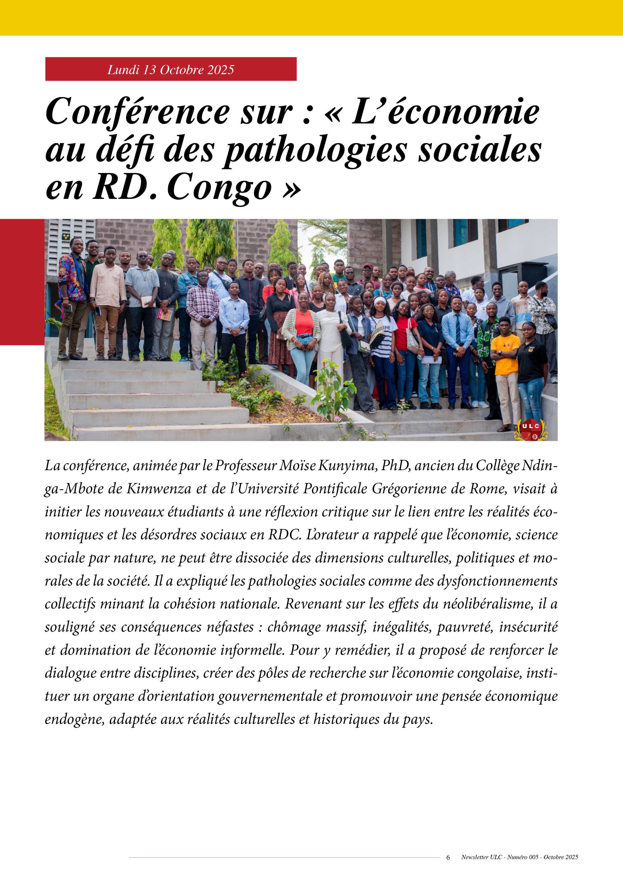 NEWSLETTER ULC – NUMÉRO 005 – OCTOBRE 2025