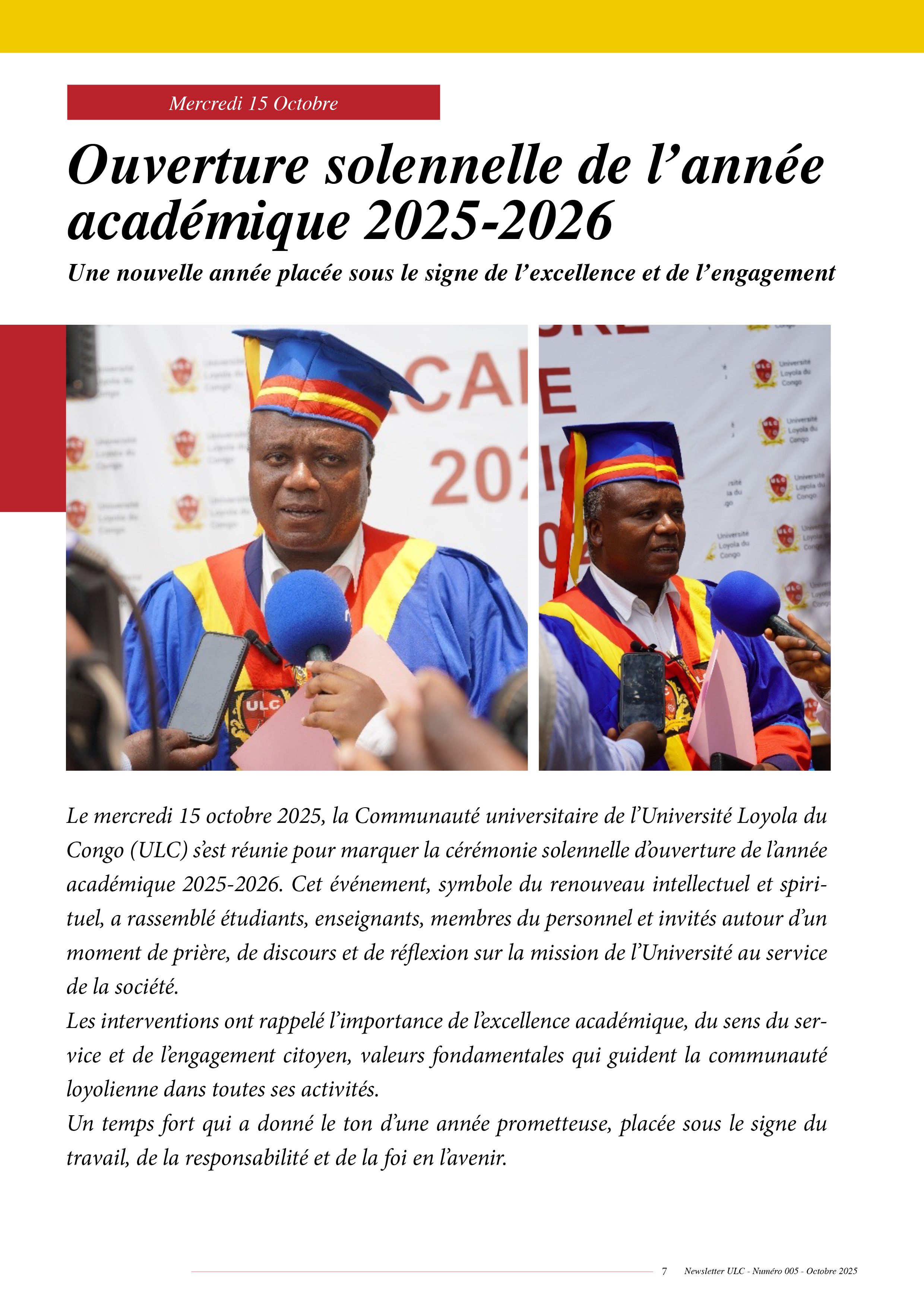 NEWSLETTER ULC – NUMÉRO 005 – OCTOBRE 2025