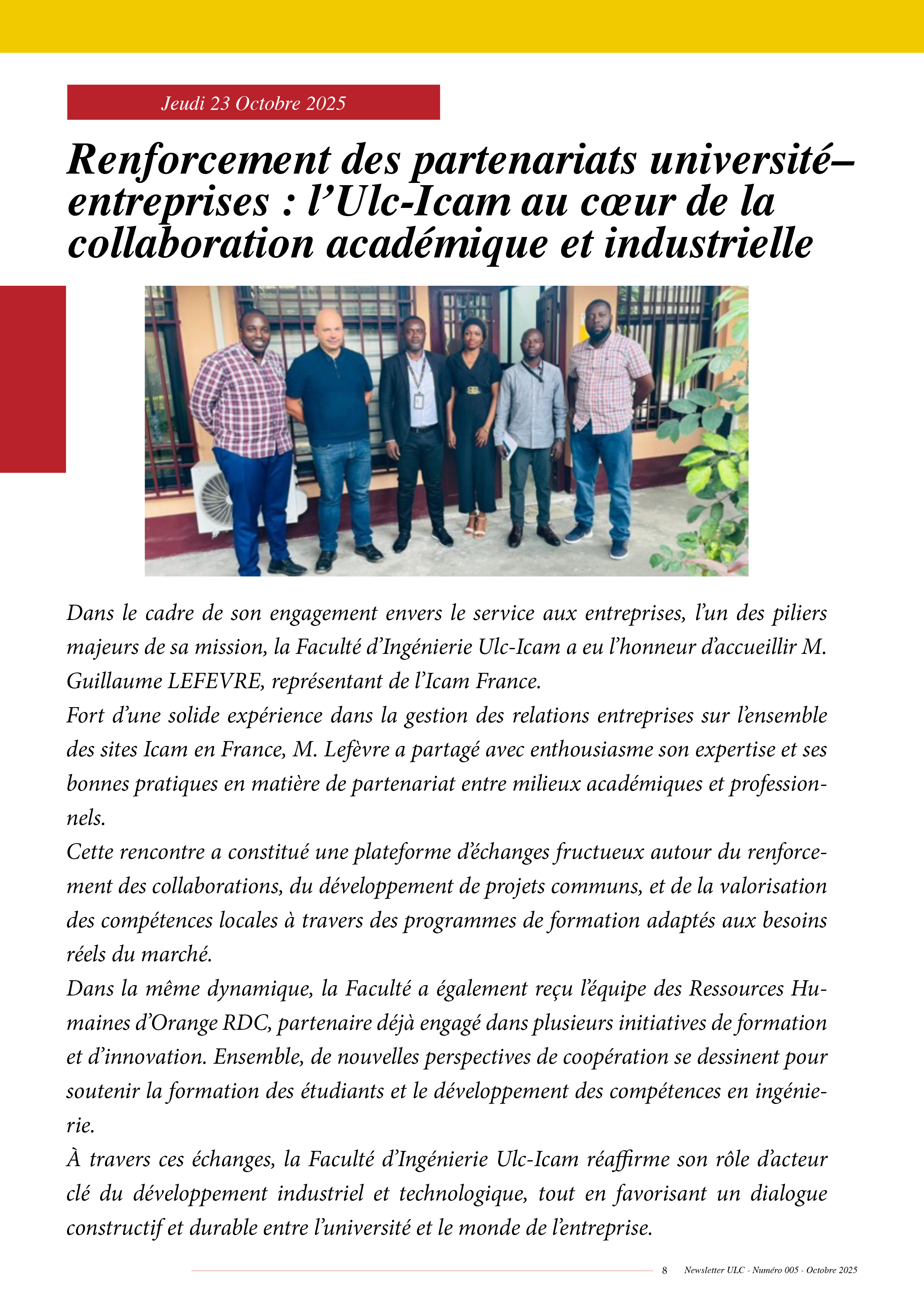 NEWSLETTER ULC – NUMÉRO 005 – OCTOBRE 2025