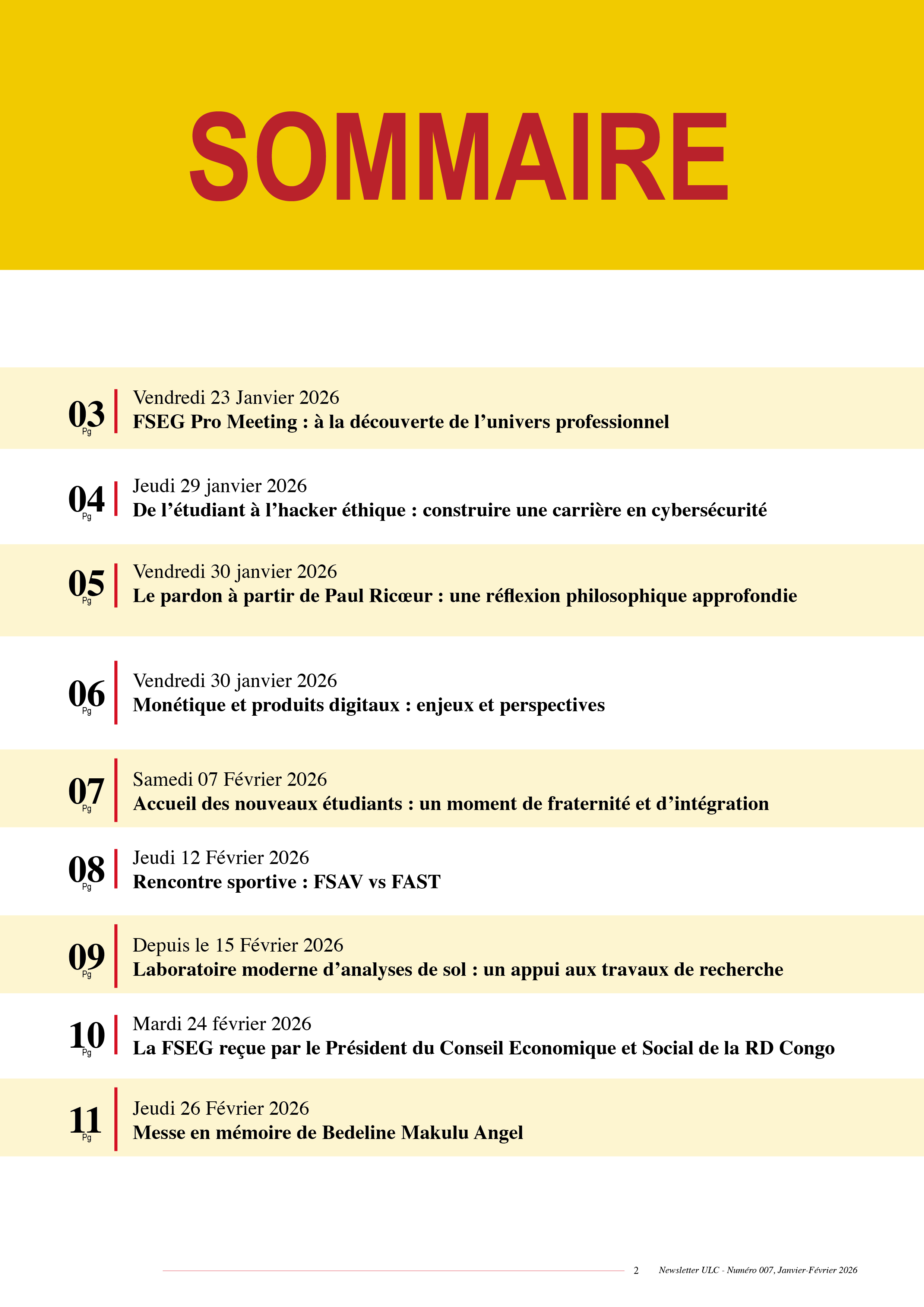 NEWSLETTER N°007 DE L’UNIVERSITÉ LOYOLA DU CONGO