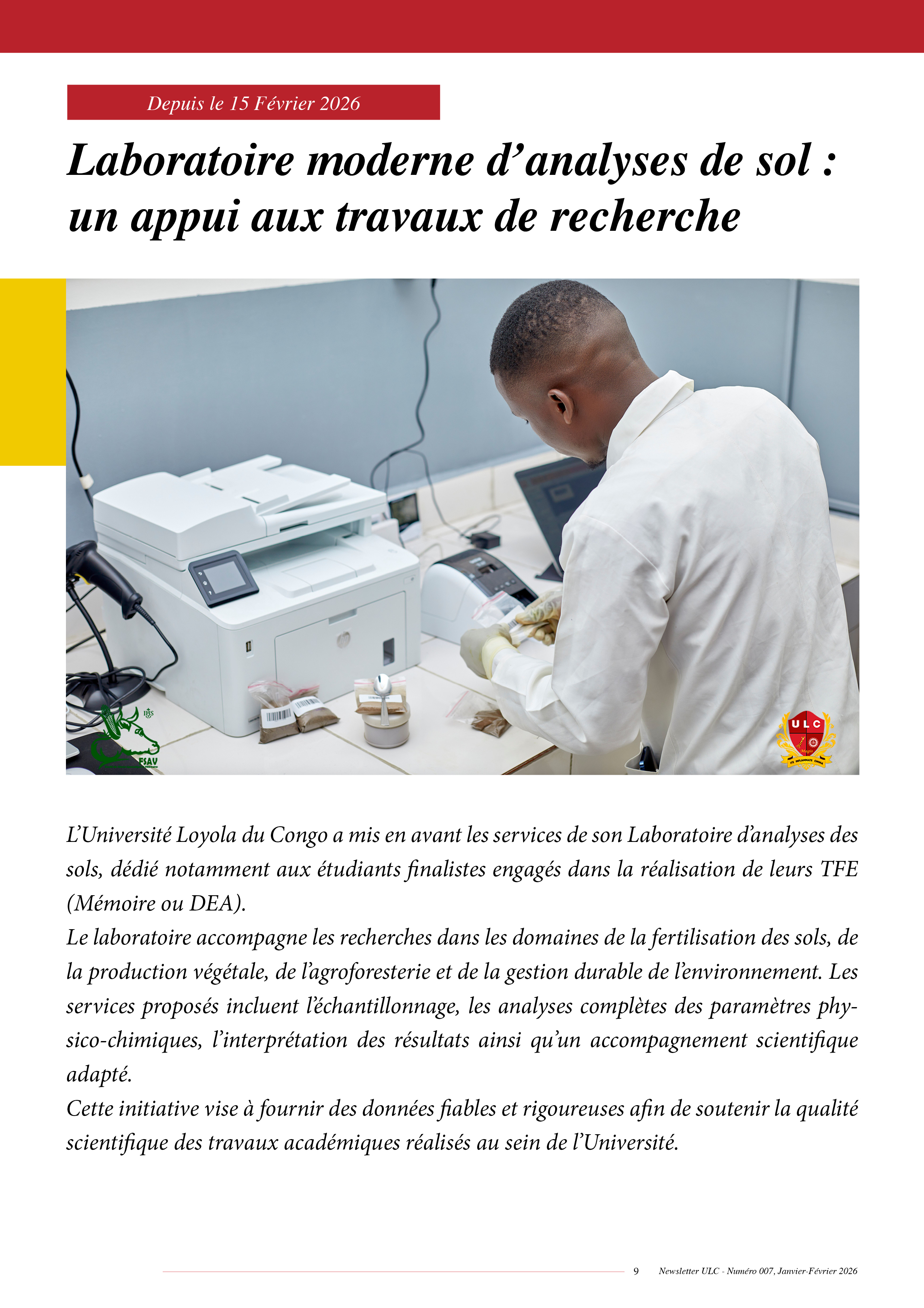 NEWSLETTER N°007 DE L’UNIVERSITÉ LOYOLA DU CONGO
