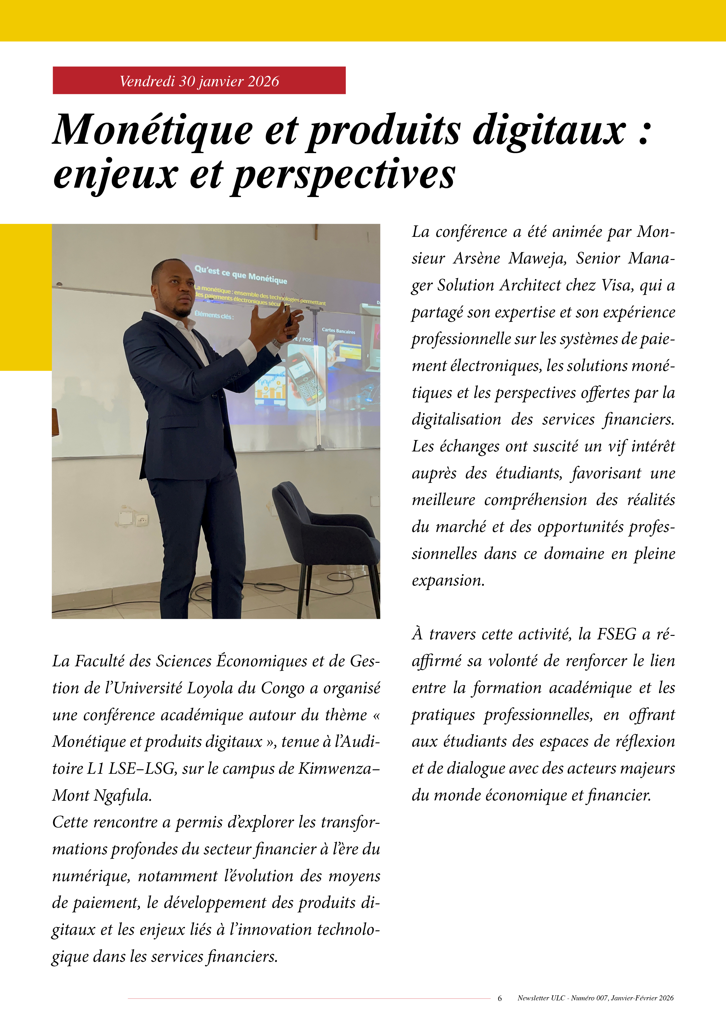 NEWSLETTER N°007 DE L’UNIVERSITÉ LOYOLA DU CONGO