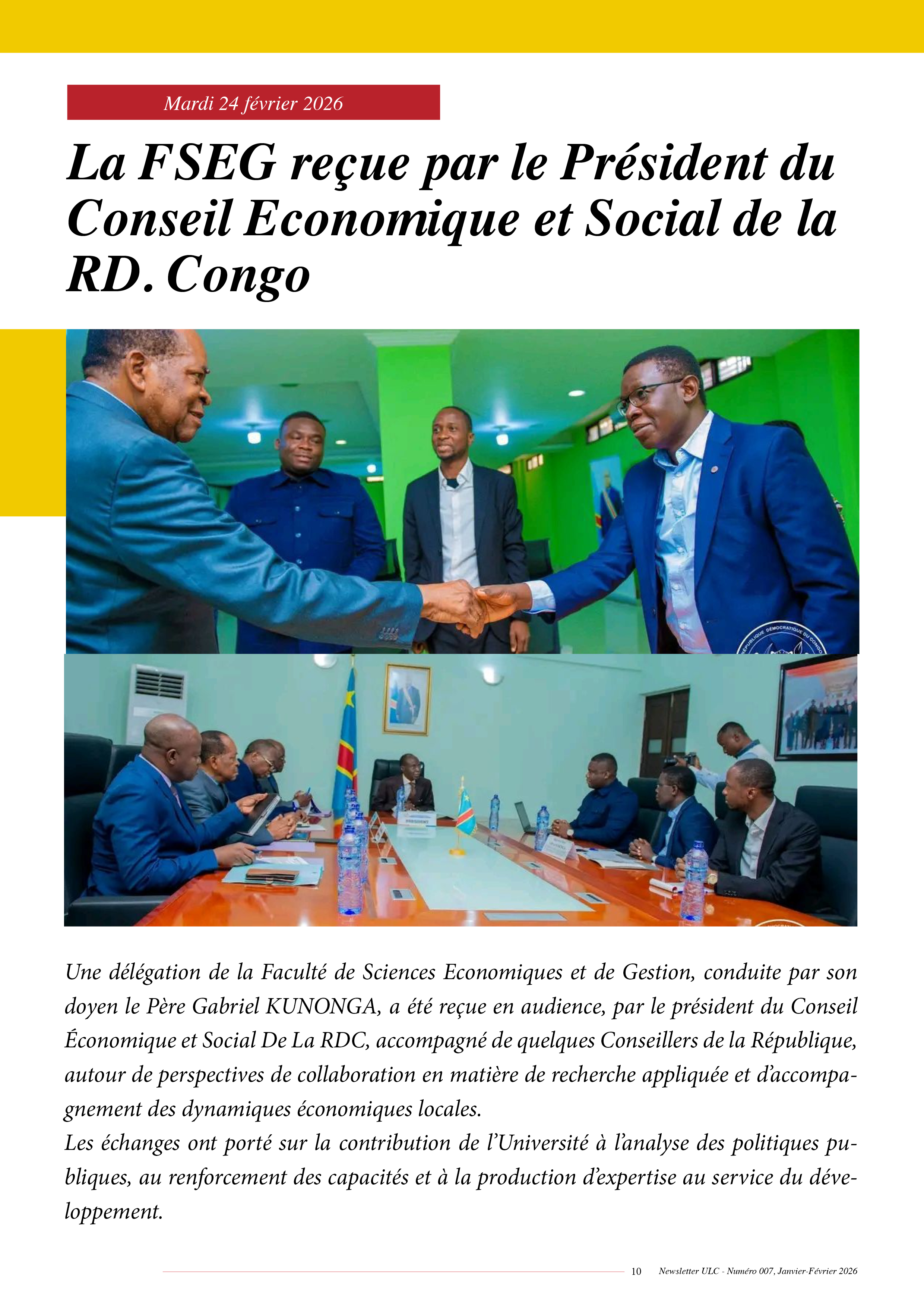 NEWSLETTER N°007 DE L’UNIVERSITÉ LOYOLA DU CONGO
