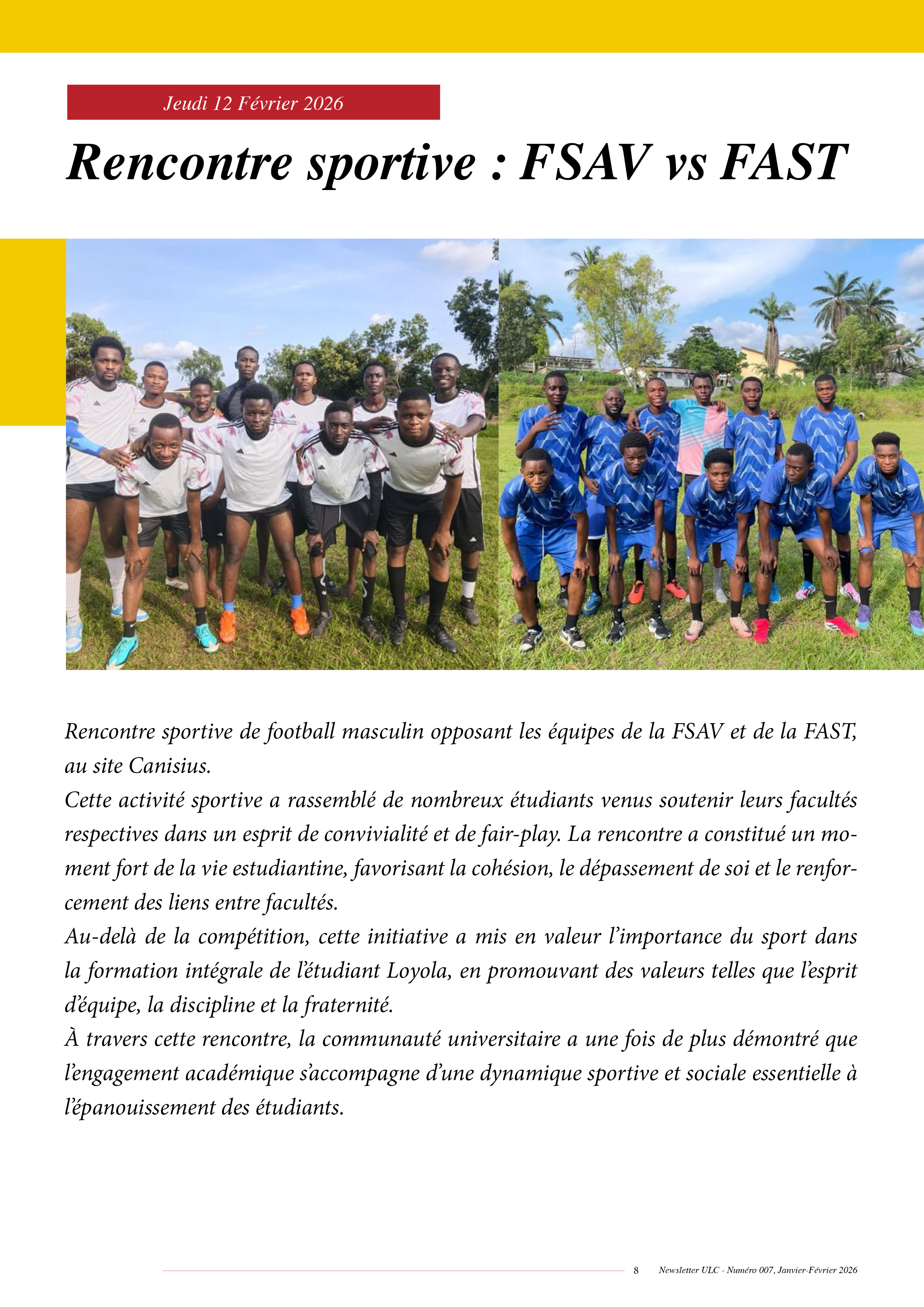 NEWSLETTER N°007 DE L’UNIVERSITÉ LOYOLA DU CONGO