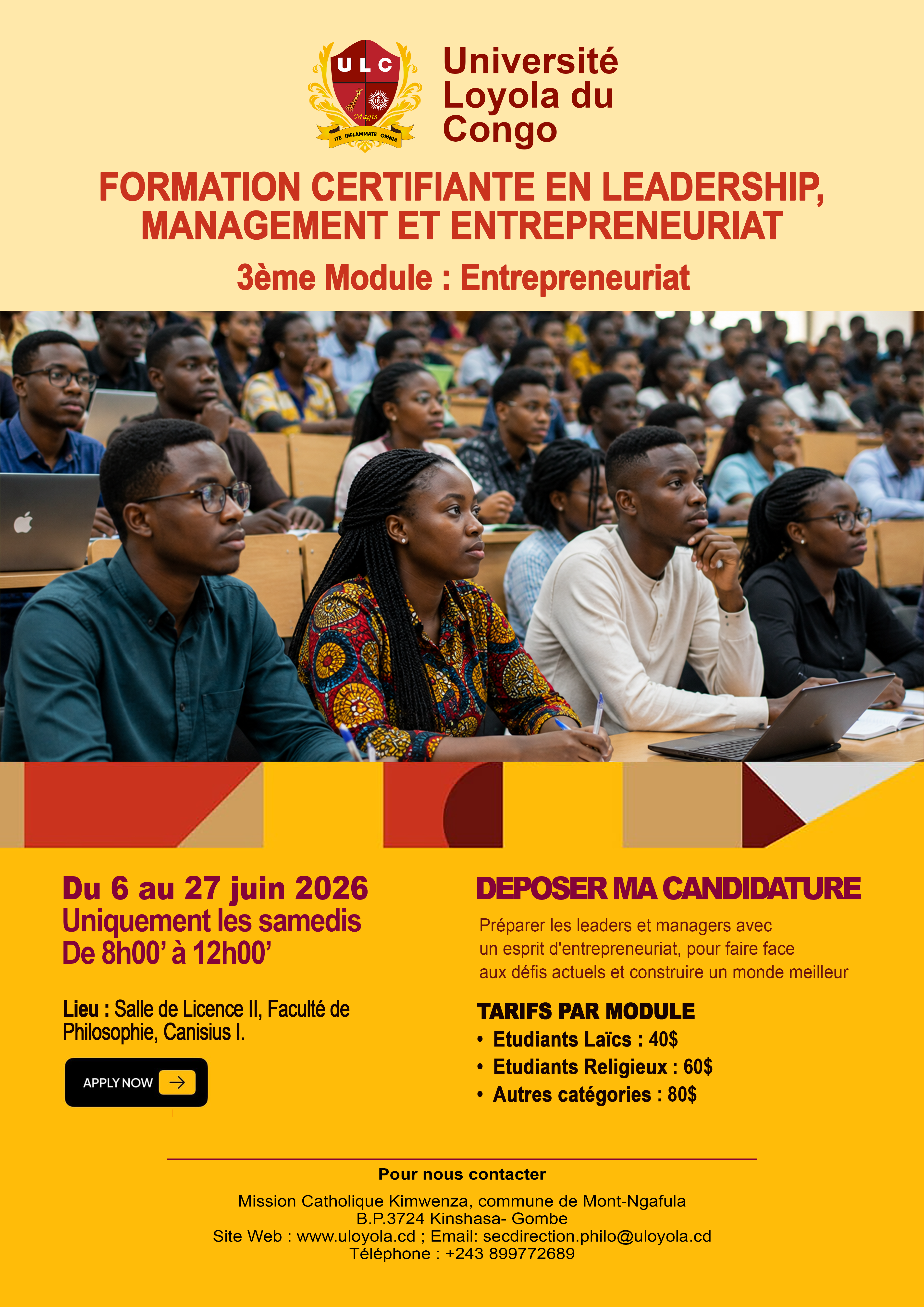 FORMATION CERTIFIANTE – UNIVERSITÉ LOYOLA DU CONGO