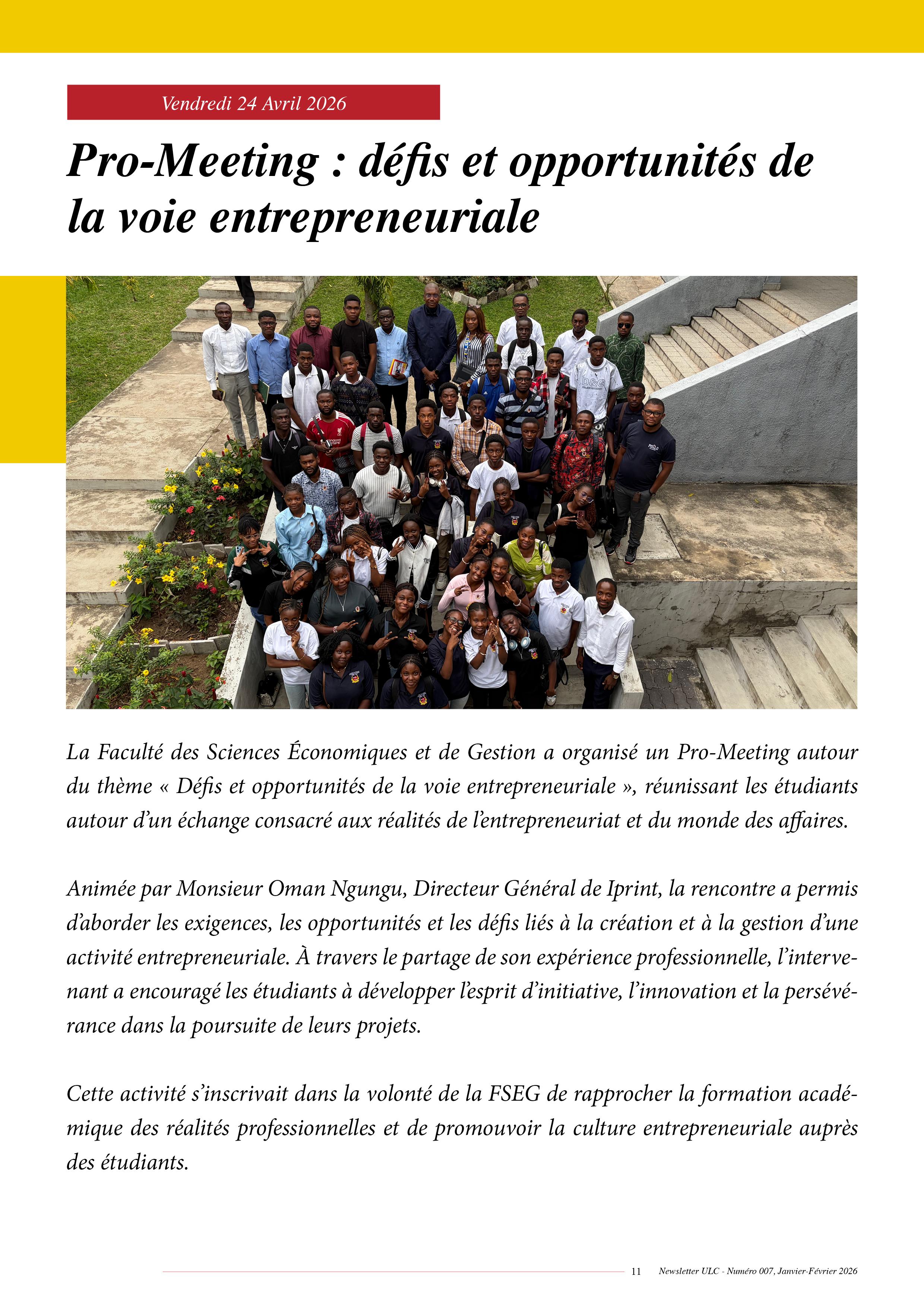 NEWSLETTER ULC – NUMÉRO 008