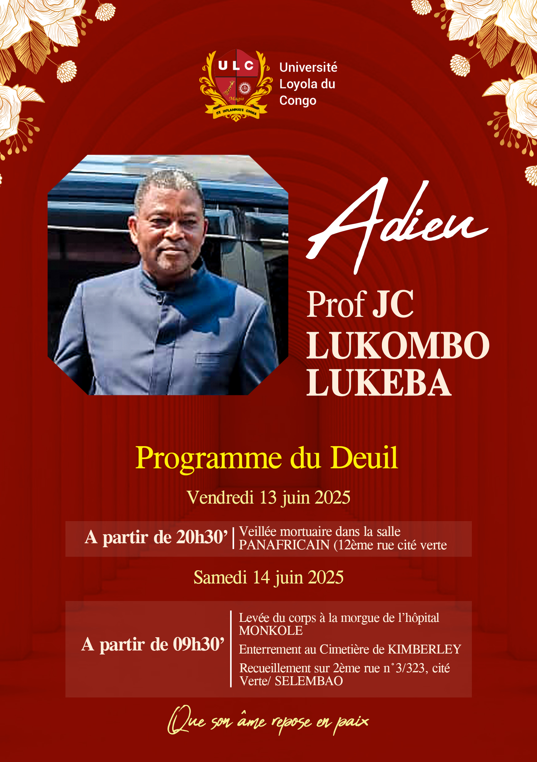 Hommage au Professeur JC LUKOMBO LUKEBA