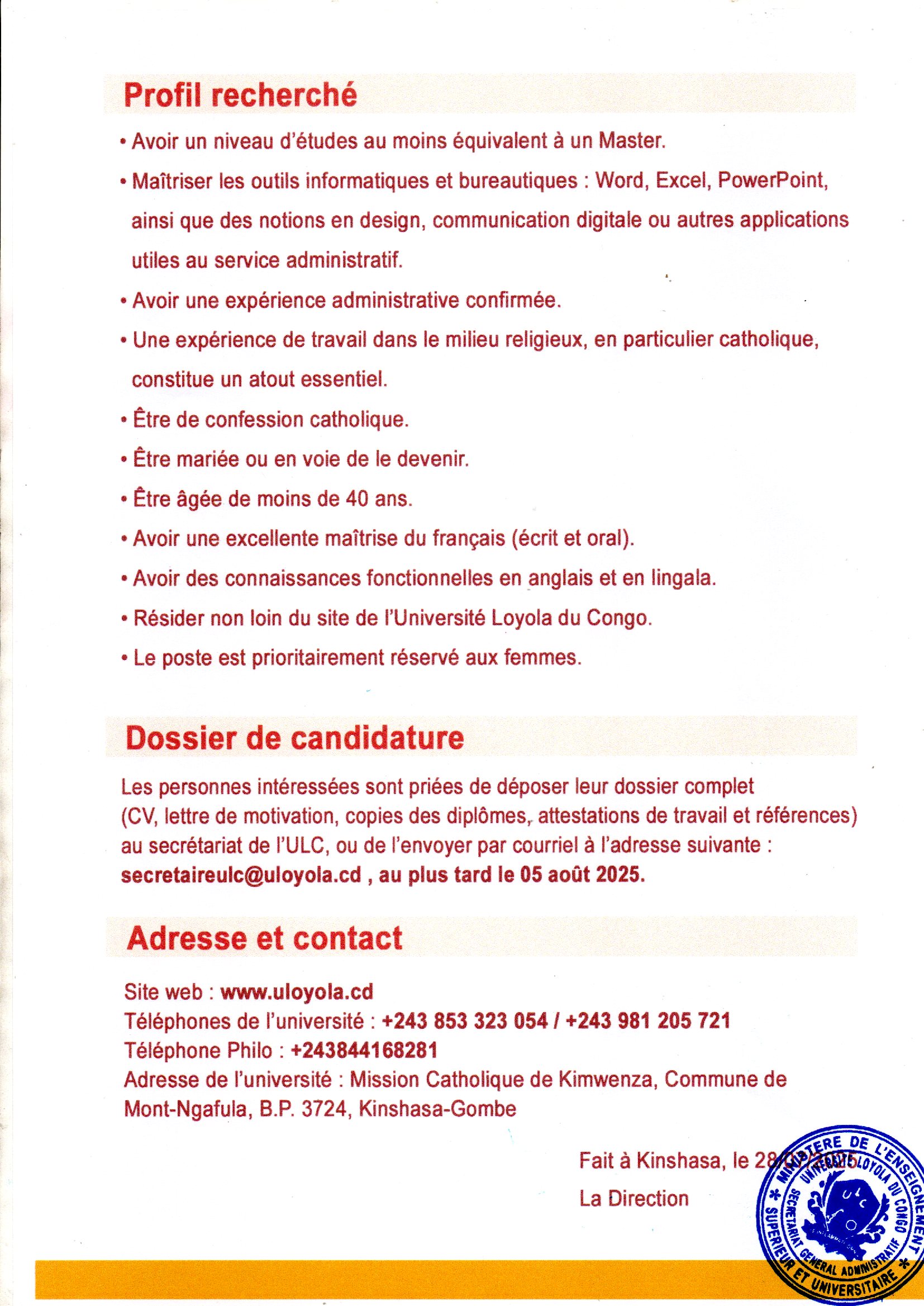 APPEL A CANDIDATURES